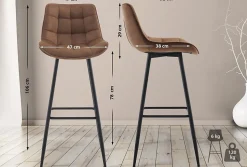 Tabouret de bar Dartford, Chaise de bar rembourrée, Tabouret de bar avec structure métallique et dossier Marron/Velours