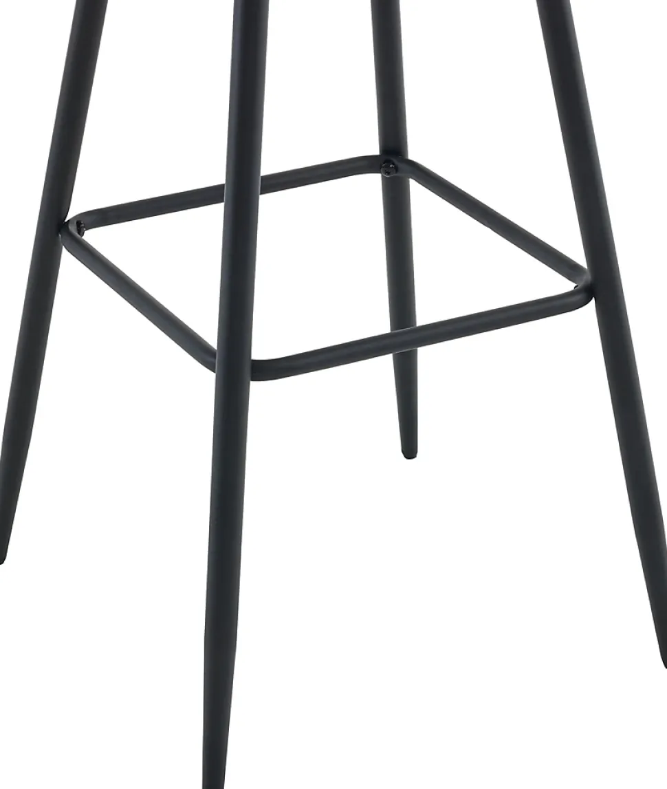 Tabouret de bar Dartford, Chaise de bar rembourrée, Tabouret de bar avec structure métallique et dossier Marron/Velours