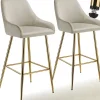 Tabouret de bar en aspect velours rembourré avec dossier et repose-pieds Lot de 2