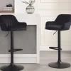 Tabouret de bar en velours et métal - Hauteur réglable - Noir - ELEANA