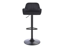 Tabouret de bar en velours et métal - Hauteur réglable - Noir - ELEANA