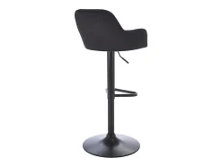 Tabouret de bar en velours et métal - Hauteur réglable - Noir - ELEANA