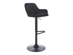 Tabouret de bar en velours et métal - Hauteur réglable - Noir - ELEANA