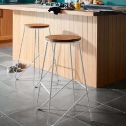 Tabouret de bar GoodHome Maloux blanc