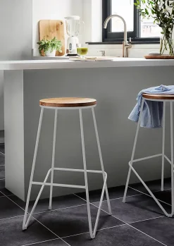 Tabouret de bar GoodHome Maloux blanc