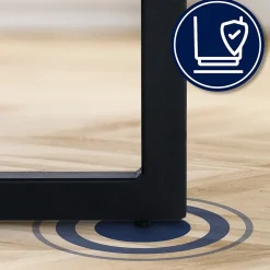 Tabouret de bar Hopewell tissu, chaise à piétement luge, dossier, repose-pieds, structure métallique noire Grisfoncé