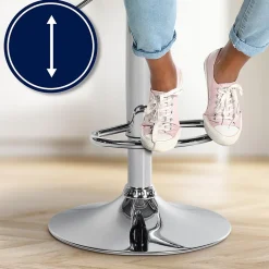 Tabouret de bar Laurel avec tissu, réglable en hauteur, pivotant, repose-pieds, dossier rembourré Métalchromé/Taupe