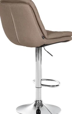 Tabouret de bar Laurel avec tissu, réglable en hauteur, pivotant, repose-pieds, dossier rembourré Métalchromé/Taupe