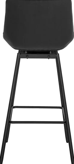 Tabouret de bar pivotant Weston pivotant à 90 degrés, réglage, assise rembourrée, structure métallique Noir/Velours