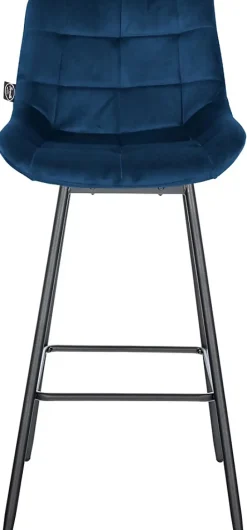 Tabouret de bar pivotant Weston pivotant à 90 degrés, réglage, assise rembourrée, structure métallique Bleu/Velours