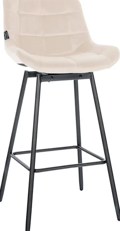 Tabouret de bar pivotant Weston pivotant à 90 degrés, réglage, assise rembourrée, structure métallique Crème/Velours