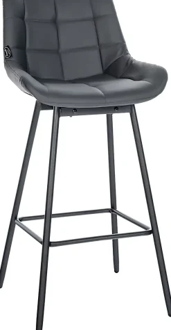 Tabouret de bar pivotant Weston pivotant à 90 degrés, réglage, assise rembourrée, structure métallique Gris/Similicuir