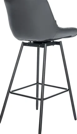 Tabouret de bar pivotant Weston pivotant à 90 degrés, réglage, assise rembourrée, structure métallique Gris/Similicuir