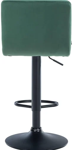 Tabouret de bar Pérou velours, chaise pivotante, réglable en hauteur, rembourrage surpiqué, confortable. Vert/Noir