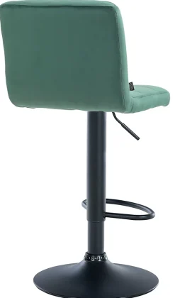Tabouret de bar Pérou velours, chaise pivotante, réglable en hauteur, rembourrage surpiqué, confortable. Vert/Noir