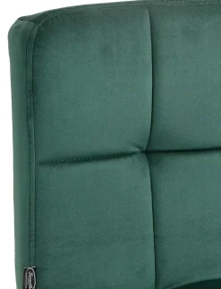 Tabouret de bar Pérou velours, chaise pivotante, réglable en hauteur, rembourrage surpiqué, confortable. Vert/Noir