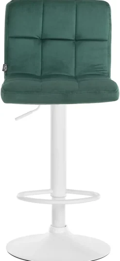Tabouret de bar Pérou velours, chaise pivotante, réglable en hauteur, rembourrage surpiqué, confortable. Vert/Blanc