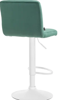 Tabouret de bar Pérou velours, chaise pivotante, réglable en hauteur, rembourrage surpiqué, confortable. Vert/Blanc