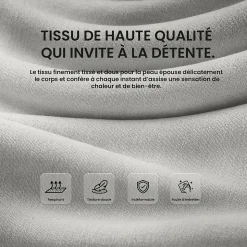 Tabouret de bar rembourré Altona, dossier, repose-pieds, métal noir, style scandinave moderne Gris/Tissu