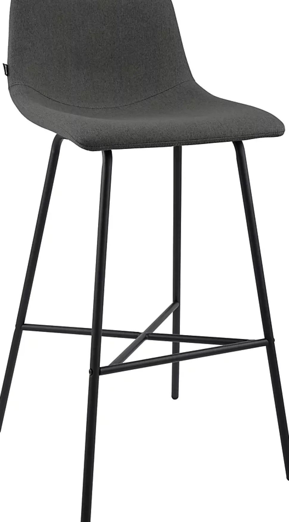 Tabouret de bar rembourré Altona, dossier, repose-pieds, métal noir, style scandinave moderne Grisfoncé/Tissu