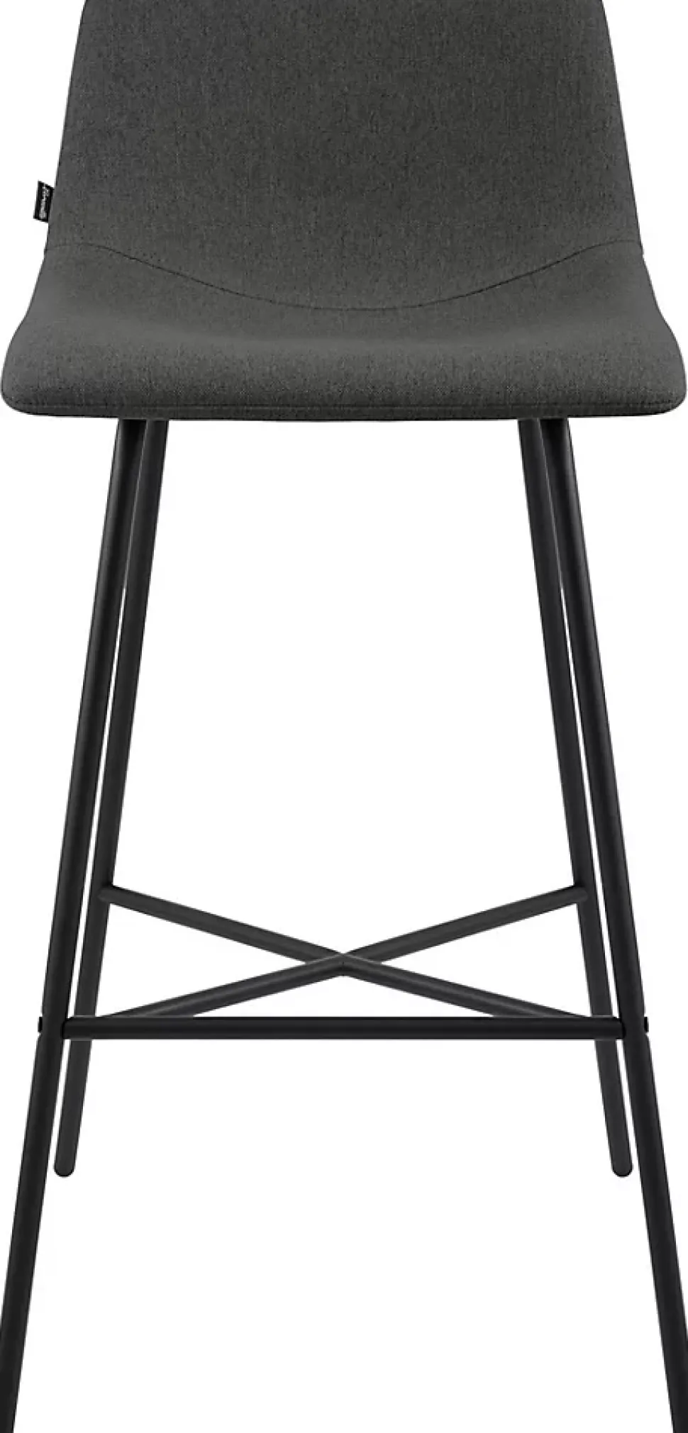 Tabouret de bar rembourré Altona, dossier, repose-pieds, métal noir, style scandinave moderne Grisfoncé/Tissu
