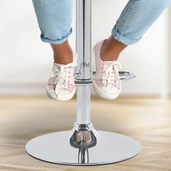 Tabouret de bar Solon chromé, velours ou tissu, réglable et pivotant, rembourré avec dossier Gris/Velours