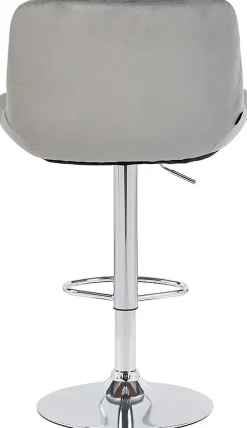 Tabouret de bar Solon chromé, velours ou tissu, réglable et pivotant, rembourré avec dossier Gris/Velours