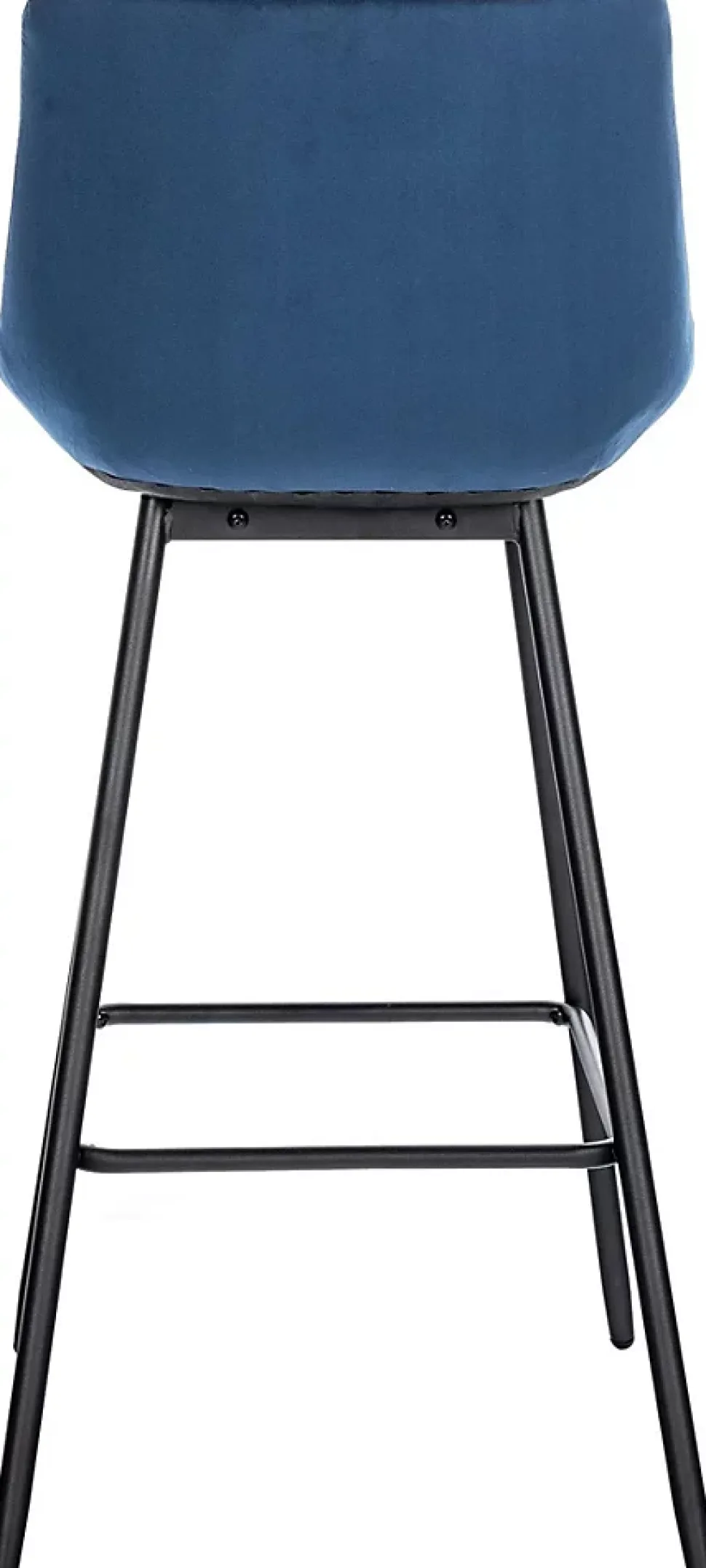 Tabouret de bar Weston dossier, assise rembourrée, structure métallique, velours ou similicuir, repose-pieds Bleu/Velours