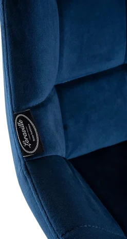 Tabouret de bar Weston dossier, assise rembourrée, structure métallique, velours ou similicuir, repose-pieds Bleu/Velours