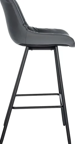 Tabouret de bar Weston dossier, assise rembourrée, structure métallique, velours ou similicuir, repose-pieds Gris/Similicuir