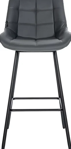 Tabouret de bar Weston dossier, assise rembourrée, structure métallique, velours ou similicuir, repose-pieds Gris/Similicuir
