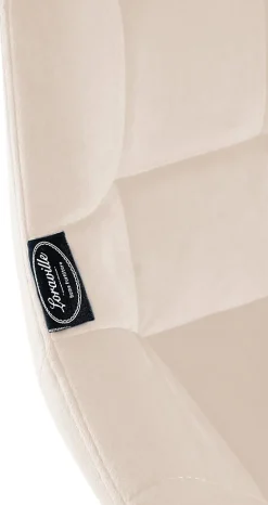 Tabouret de bar Weston dossier, assise rembourrée, structure métallique, velours ou similicuir, repose-pieds Crème/Velours