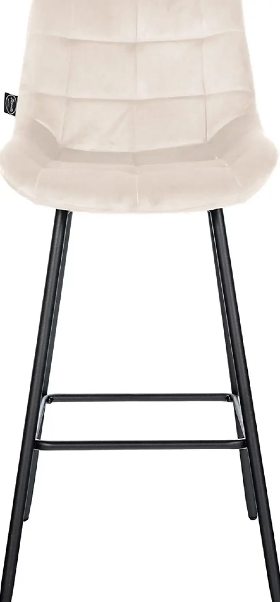 Tabouret de bar Weston dossier, assise rembourrée, structure métallique, velours ou similicuir, repose-pieds Crème/Velours