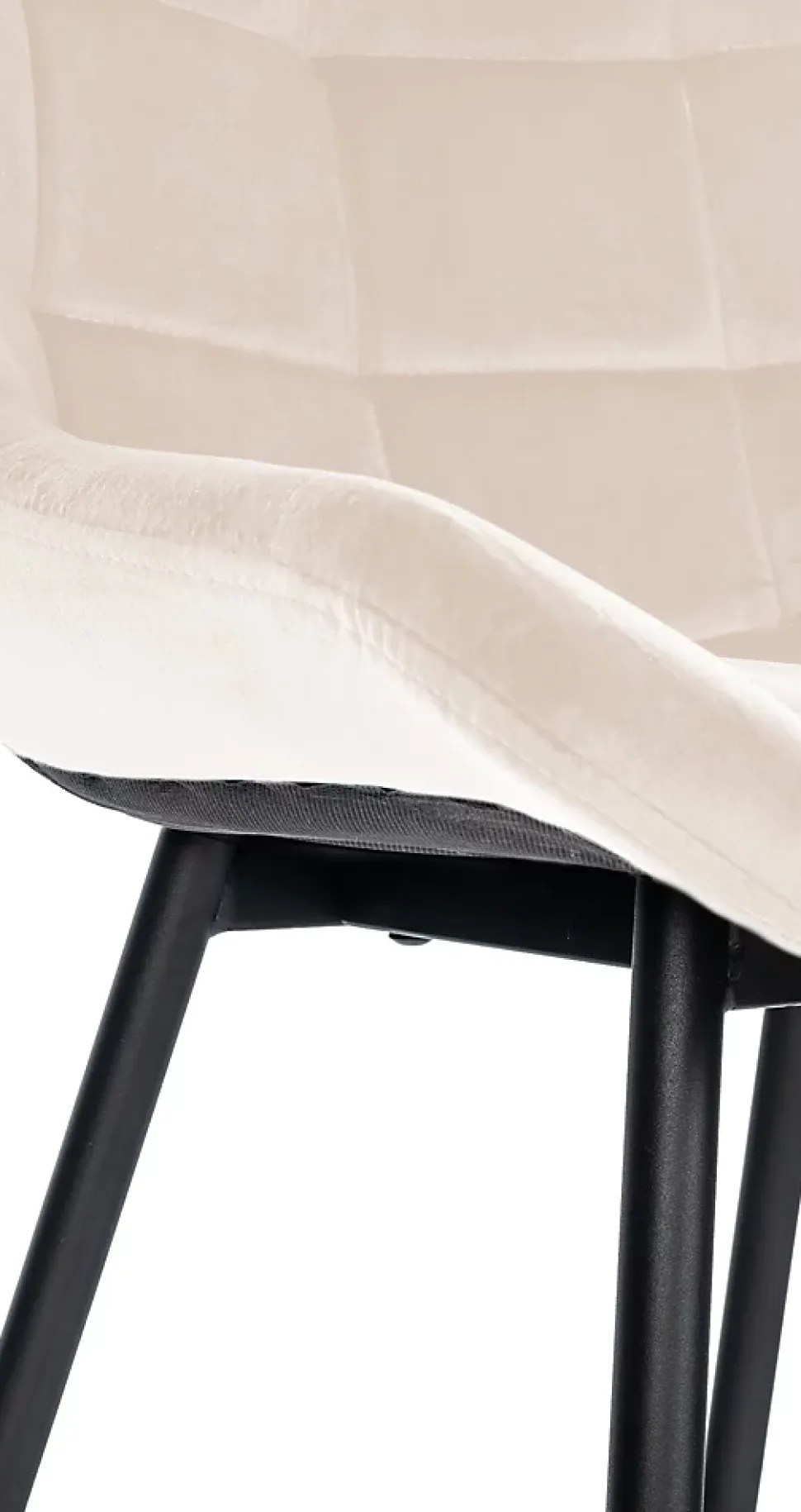 Tabouret de bar Weston dossier, assise rembourrée, structure métallique, velours ou similicuir, repose-pieds Crème/Velours