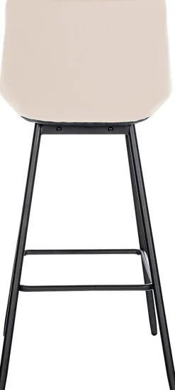 Tabouret de bar Weston dossier, assise rembourrée, structure métallique, velours ou similicuir, repose-pieds Crème/Velours