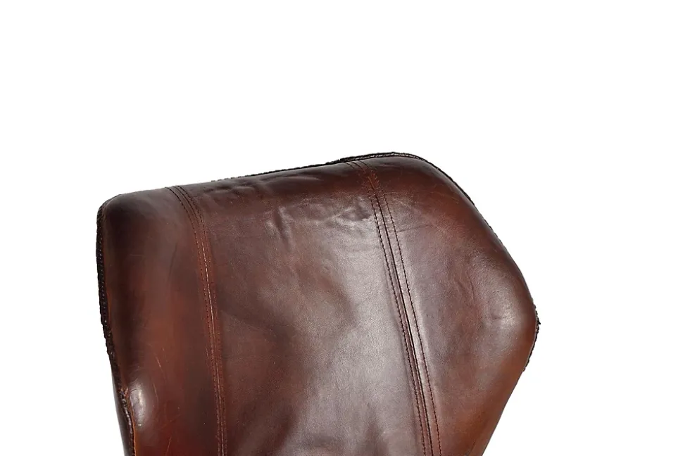 Tabouret en cuir naturel avec pieds en métal