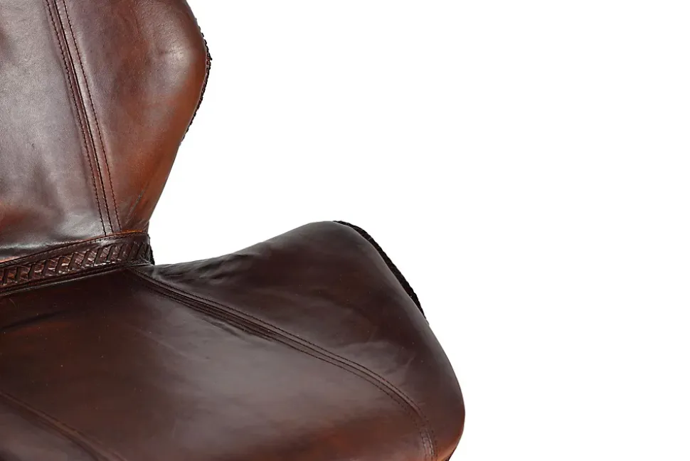 Tabouret en cuir naturel avec pieds en métal