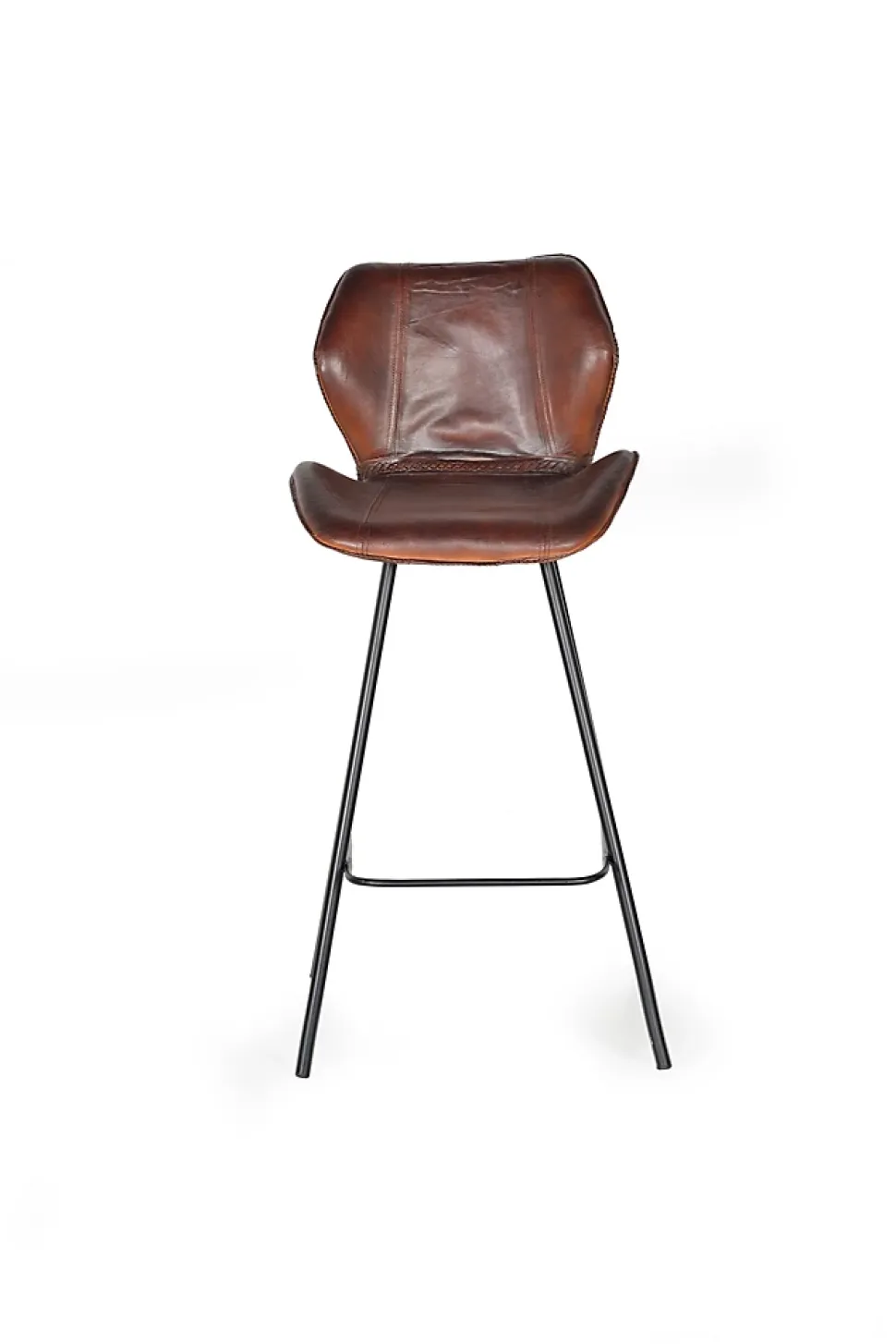 Tabouret en cuir naturel avec pieds en métal