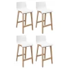 Tabouret en plastique blanc et pieds en bois Homesight Tanna 75 cm vendu par 4 pièces