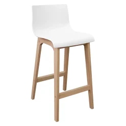 Tabouret en plastique blanc et pied en bois Homesight Tanna 65 cm vendu par 2