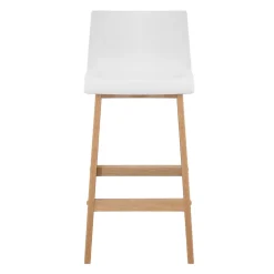 Tabouret en plastique blanc et pied en bois Homesight Tanna 65 cm vendu par 2