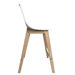 Tabouret en plastique blanc et pied en bois Homesight Elios vendu par 2