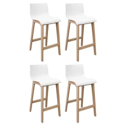 Tabouret en plastique blanc et pieds en bois Homesight Tanna 65 cm vendu par 4 pièces
