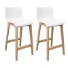Tabouret en plastique blanc et pied en bois Homesight Tanna 75 cm vendu par 2