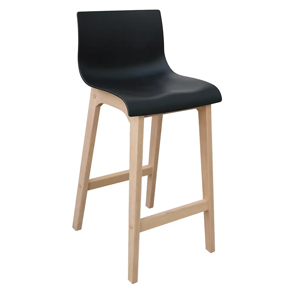 Tabouret en plastique noir et pied en bois Homesight Tanna 65 cm vendu par 2