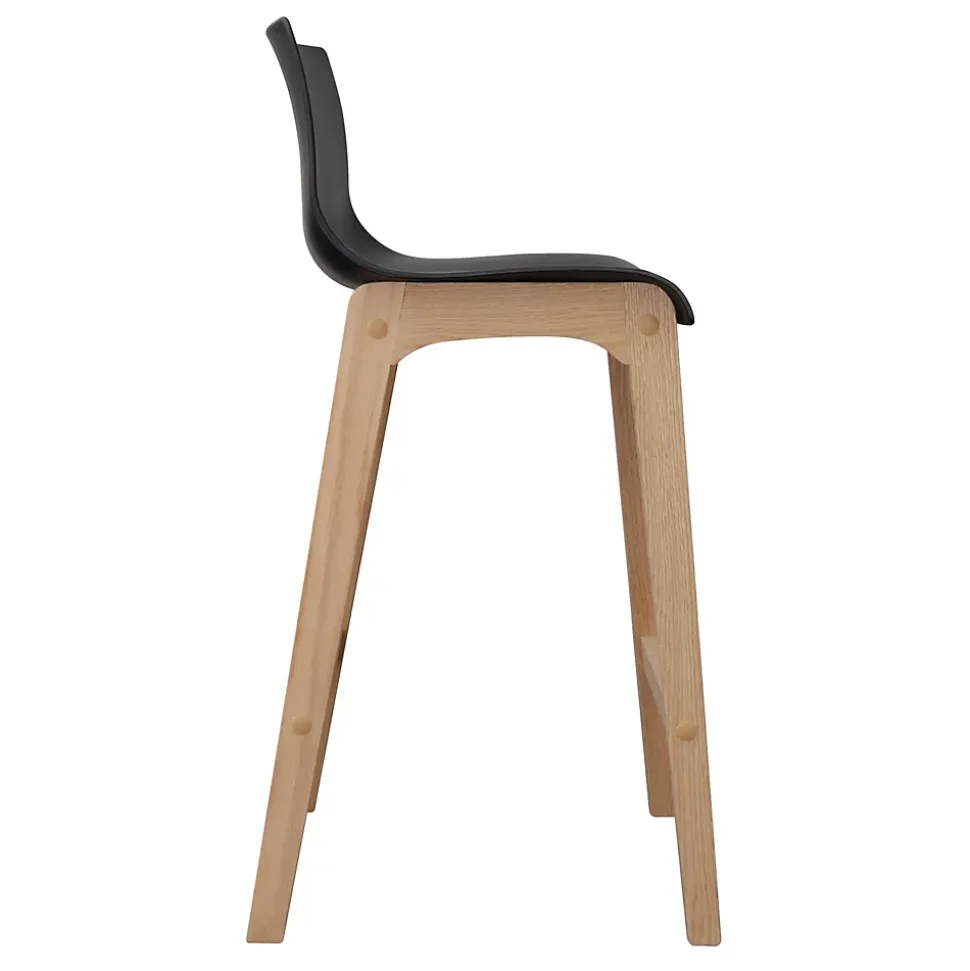 Tabouret en plastique noir et pied en bois Homesight Tanna 65 cm vendu par 2