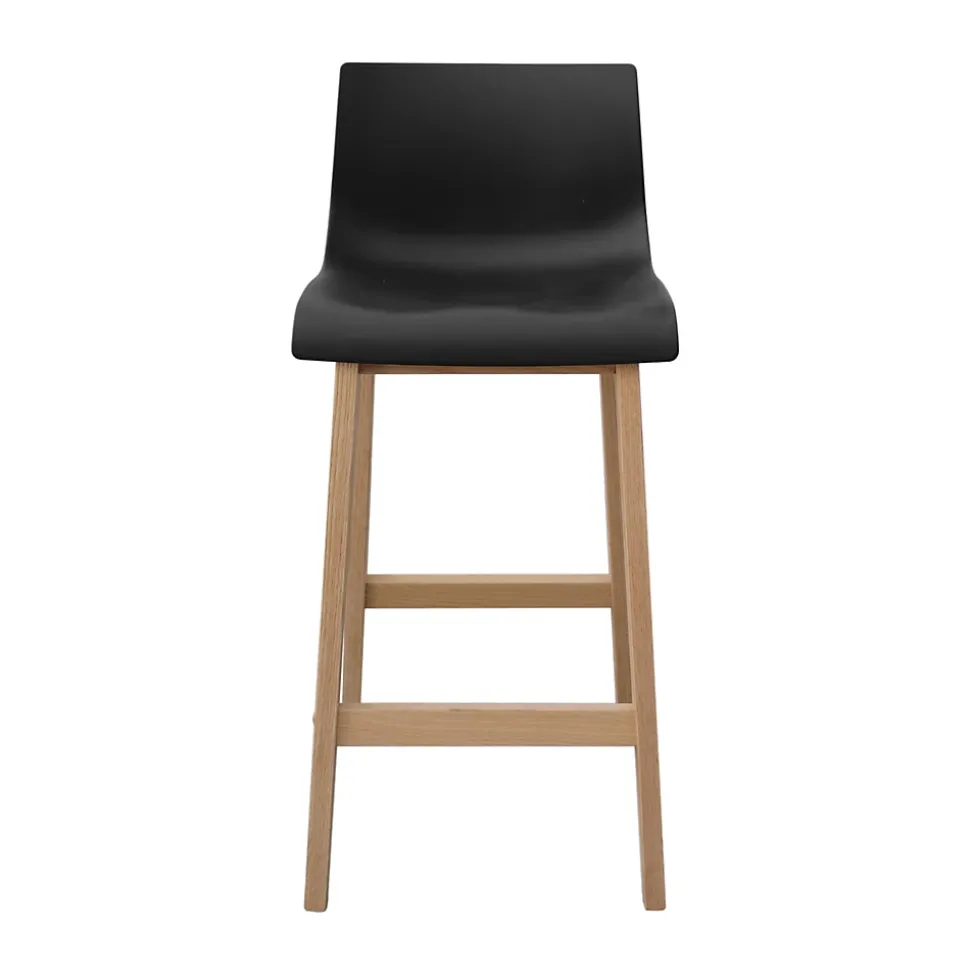 Tabouret en plastique noir et pied en bois Homesight Tanna 65 cm vendu par 2