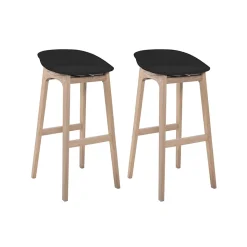 Tabouret en plastique noir et pieds en bois Homesight Riva 75 cm, 2 pièces