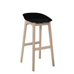 Tabouret en plastique noir et pieds en bois Homesight Riva 75 cm, 2 pièces
