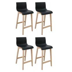 Tabouret en plastique noir et pieds en bois Homesight Tanna 75 cm vendu par 4 pièces